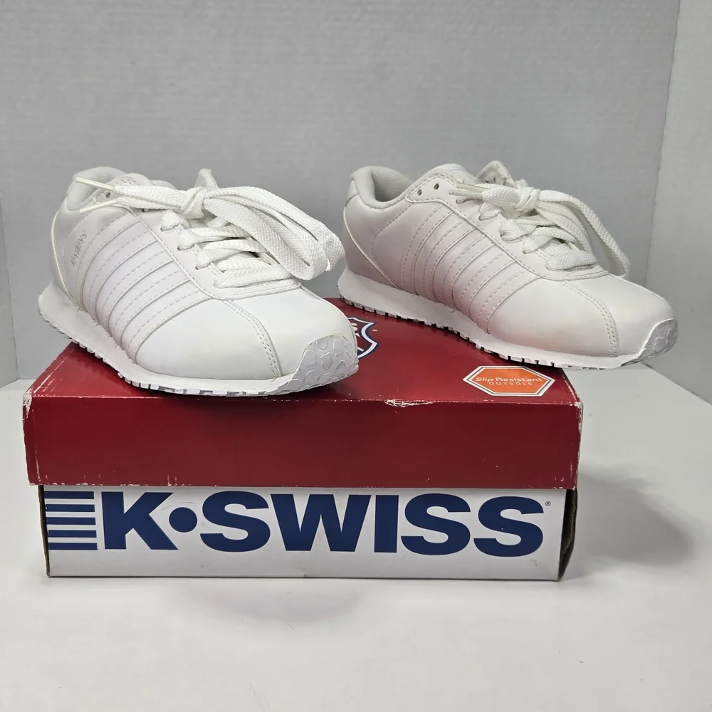 K-Swiss Botwin All-White Classic Sneakers Women's Size 6 1/2 6.5 - Picture 3 of 15